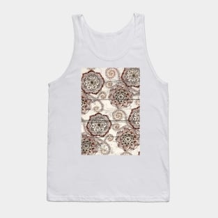 Coffee & Cocoa - brown & cream floral doodles on wood Tank Top